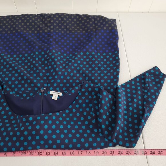 Old Navy Womens Two Tone Blue Polka Dot 3/4 Sleeve Shift Dress Size XL Career - Picture 6 of 8